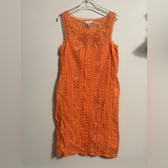 Sundance Amira Orange Apricot Lace Cotton Tank Dress - Picture 2 of 8